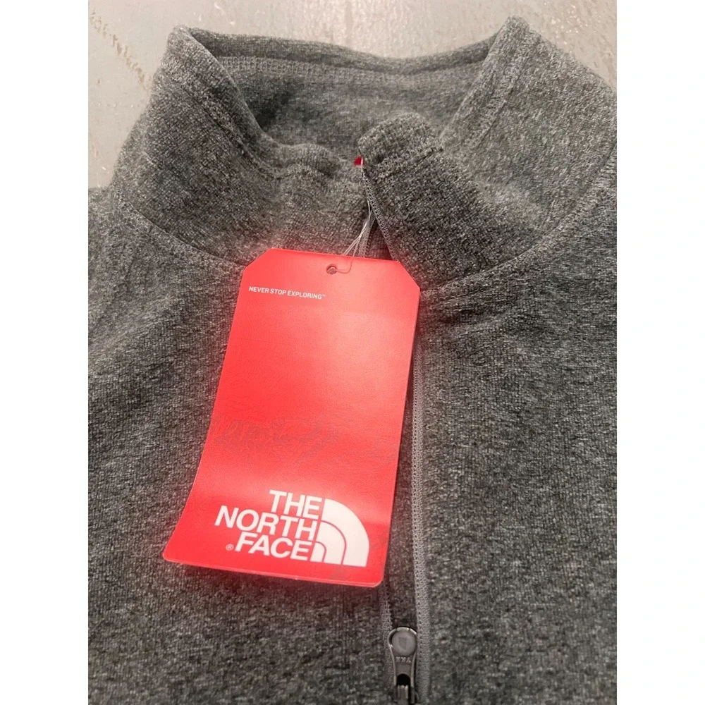 The North Face Sweater Womens Large Zinc Gray Logo 1/4 Zip Long Sleeve Outdoor - Picture 4 of 8